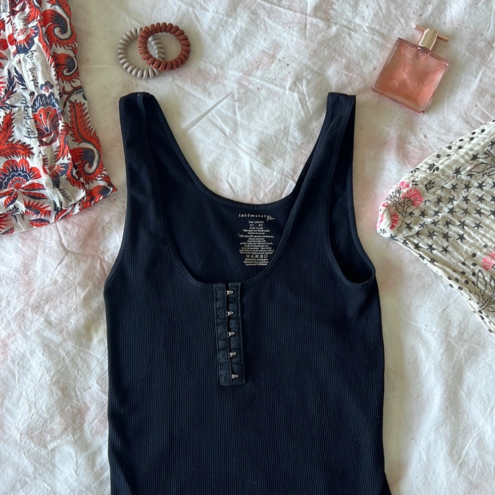 Free People Intimately Free Black Henley Top Size XS/S